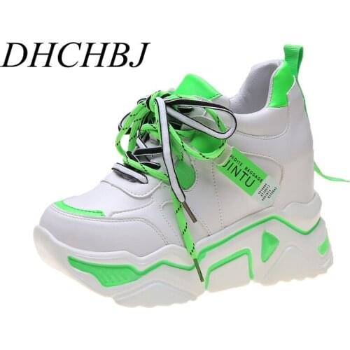 2020 Hidden Heels Women Platform Wedge Sneakers Ladies Leather White Shoes Female Krasovki Tenis Feminino Casual 10cm Heel