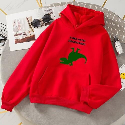 Oversized Women Cool Hoodies Dinosaur Printed Sweatshirt Women Autumn Winter Warm Streetwear Pullovers Graphic Thick Warm Hoodie