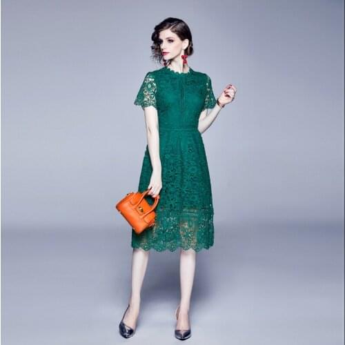 2021Summer New Water - Soluble Lace Stitching Temperament Hook Flower Hollow-Out Dress
