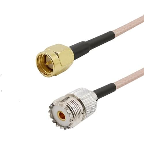 1-20M SMA Male to UHF Female SO239 RG316D Double Shield Sliver Handheld Radio Cable for Baofeng CB Radio Antenna Walkie Talkie