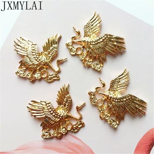 10 PCS 35mm*40mm Fashion Metal Alloy KC Gold Crane Connectors Charm For Jewelry Making