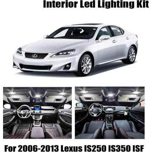 14pcs White Canbus LED Bulbs Interior Map Dome Trunk Light Kit For 2006-2013 Lexus IS250 IS350 ISF Plate Vanity Mirror Lamp