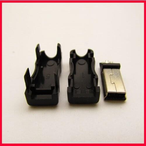 Mini USB plug 5P three-piece male head with black shell T-mount connector with MINI data charging port