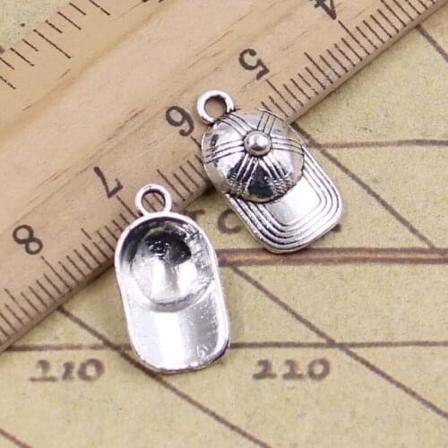 30pcs Charms Baseball Ball Cap Hat 20x10mm Tibetan Bronze Silver Color Pendants Antique Jewelry Making DIY Handmade For Bracelet