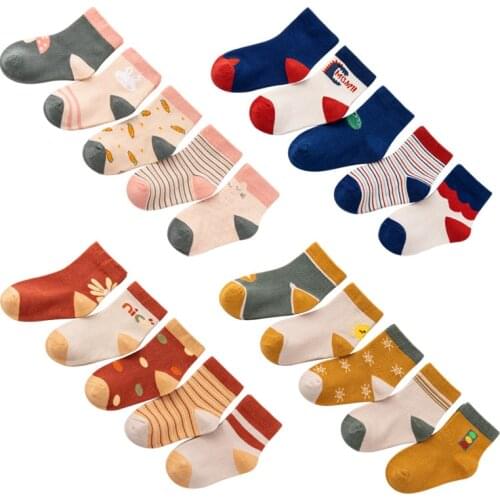 5 Pairs Baby Girls Socks Autumn Winter Cartoon Cotton Newborn Baby Socks Baby Kids Socks for Children Baby Girl Socks 1-12Y