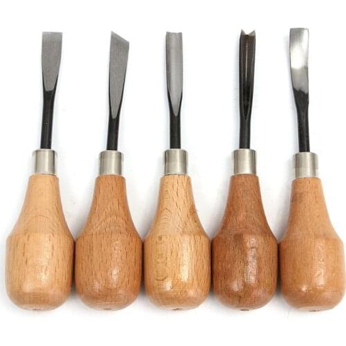 5pc/set Wood Carving Chisels Set Knife Butt/Corner/Skew/Round/Arc Machete Woodcut Woodworking Craft Graver Cutter DIY Hand Tool