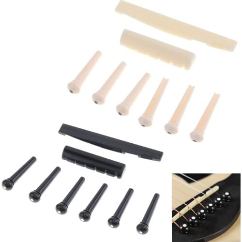 6pcs high quality ABS Bridge Pins & Bridge Nut Saddle Set for Folk Acoustic Guitars