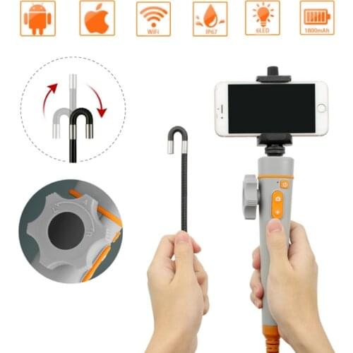 8MM 1080P WIFI 360° Steering Industrial Video Endoscope Camera Wireless Car Sewer Drain Inspection Borescope for Android Iphone