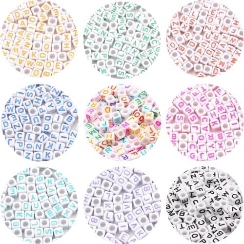 Mixed Letter Acrylic Beads Square Cube Loose Spacer Alphabet Beads For Jewelry Making Diy Handmade Bracelet Necklace Accessories