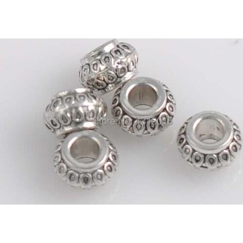 Free Shipping!DIY 50PCs Antique Silver Metal Alloy Spacers Beads 8.5x5.5mm YTC0020