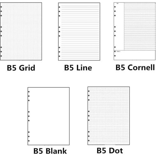 B5 9 Holes Loose-leaf Notebook Draft Paper Diary Sketchbook Journal Grid Line-Dot Planner Painting Inner Page Office Stationery