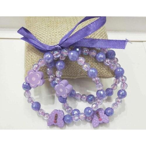 Natural Wood Beads Cute Animal Flower Shape Spacers Bead Bracelet Childrens Toy Jewelry Girl Boy Birthday Gift Set 3PCS/Set