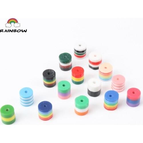Mixed Stripe Resin Cylinder Spacer Beads For Jewelry making DIY Bracelet Accessory Children Handcraft Department 9mm 50pcs