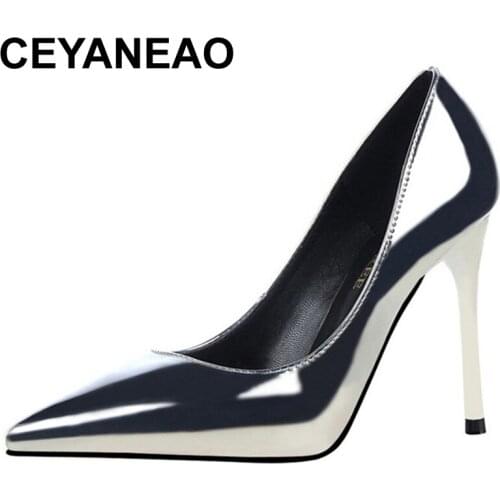CEYANEAOElegant Shoes Pointed Toe High Heels Bigtree Shoes Sexy High Heels Stiletto Wedding Shoes Bride Ladies Pumps Gold Heels