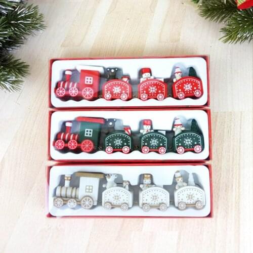4/5-Section Train 3D DIY Manual Assembly Sled Wooden Table Decoration Ornaments Set-Unique Gift for Christmas Birthday J