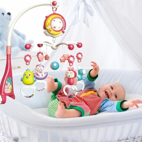 Newborn Baby Crib Jingle Bells Carousel Musical Toywith Lights & Hanging Toys For Stroller Baby Rattle Educational Toys