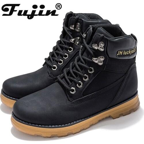 Fujin Casual Boots 2021 High Quality Soft Leather Booties Waterproof Ankle Boots motor for Women Platform rubber Autumn Boots