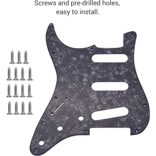 Left-handed 11 Hole Guitar Pickguard 3 Ply Panels Pickguard with Screws for ST Guitar