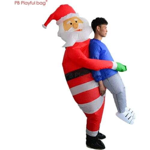 Playful bag 2020 Christmas Santa Claus hugging clothes for adult Funny inflatable toy suit Christmas party Fancy dressing AA18