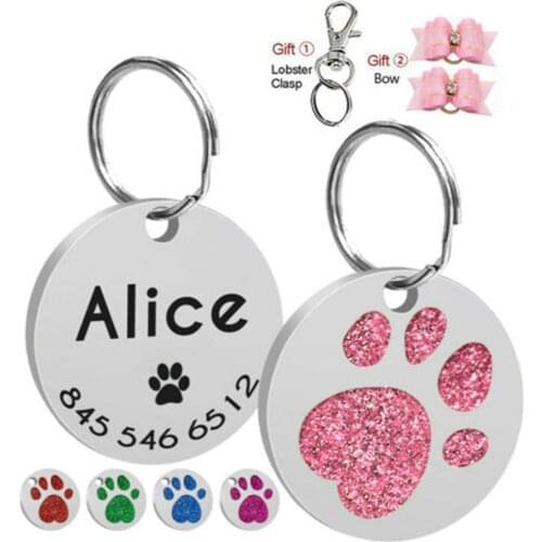 Custom Personalized Collar Pet ID Tag Engraved Pet ID Name For Puppy Dog Tag Pendant Keyring Round Pet Accessories