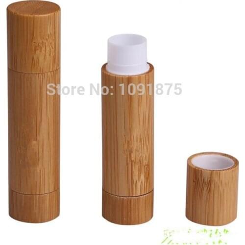 20pcs 5ml Round Natural bamboo lip balm container lipstick tube DIY cosmetic lip gloss bottle makeup lip stick tube