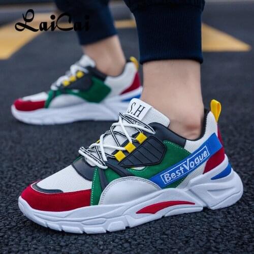 LaiCai New Arrival Mens Breathable Shoe Korean Style Thick-soled Comfortable Mens Sports Shoes Outdoor Casual Sneakers