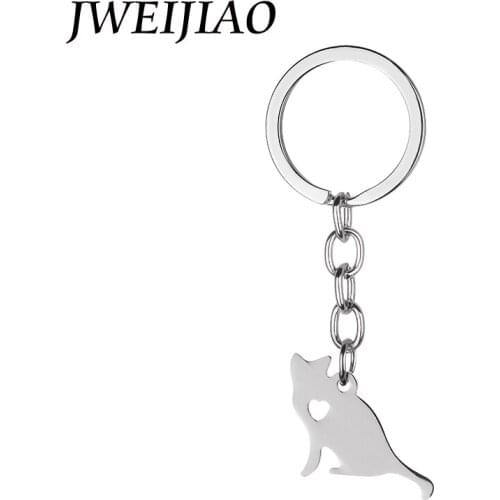 JWEIJIAO Metal Cat Keychains Fashion Animal Key Chains Car Key Holder Pendant Women Bag Charms Accessory SKU16