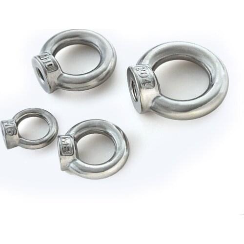 SS304 Metric Thread M14 M16 M18 M20 M24 M27 M30 Marine Stainless Steel Lifting Eye Nut Rings Bolts Thread Silver A2-70 fastener