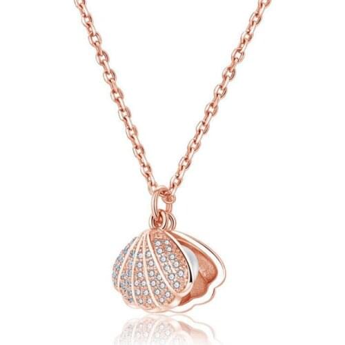 Fashion Shell Pearl Necklaces For Women Simple Personality 925 Sterling Silver Chain Necklace CZ Stone Party Gifts Jewelry