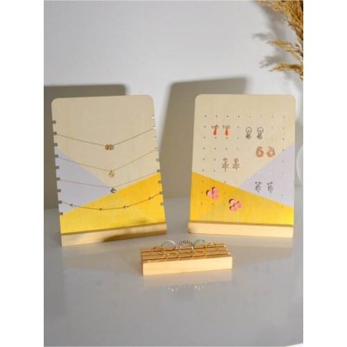 Takı Standı Ahşap Masaüstü 3'lü Set Dekoratif Takı Askısı Küpelik Yüzük Ve Kolye Organizeri