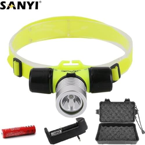 18650 Diving Headlamp XPE LED Underwater Headlight Waterproof Portable Lantern Head Lights Scuba Diving Headight Head Flashlight