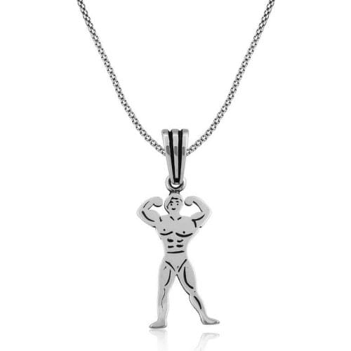 Real Silver 925 Jewelry Silver Body Building Male Necklace