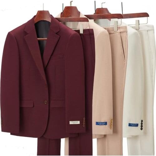 Newest Groom Wedding Suits Black White Burgundy Business Casual Men Suit Spring Autumn 2 Piece Slim Fit (Jacket + Pants)