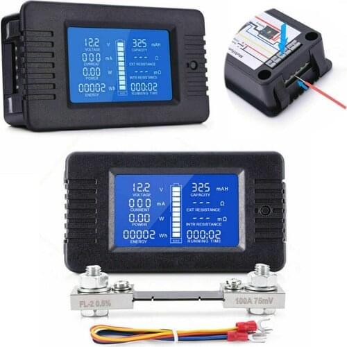 Newest 100A DC Volt Ammeter Wattmeter Monitor Battery Tester Digital LCD Voltmeter Analysis Instruments for Cars Solar Systems