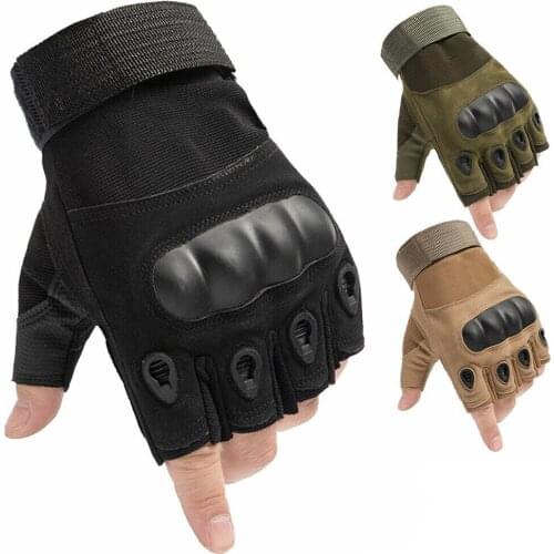 Tactical Hard Knuckle Half finger Gloves Mens Army Military Combat Hunting Shooting Airsoft Paintball Police Duty - Fingerless