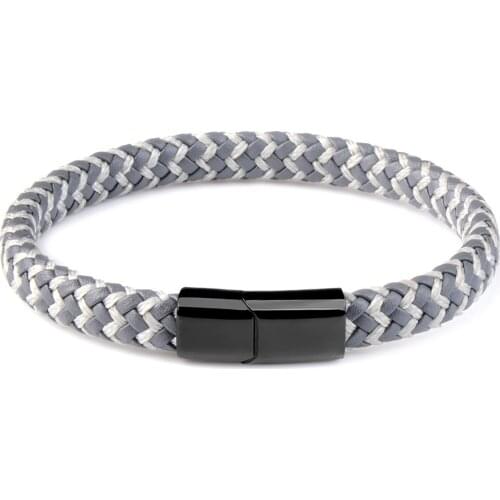 Braided Genuine Leather Bracelet Magnetic Clasp Stainless Steel Two-color Distinctive Charm High Quality Gifts For Men