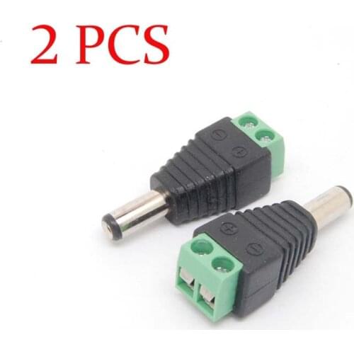 2pcs 12V DC Power Jack connecters Male Cable adaptor for CCTV Camera CAM DVR NEW