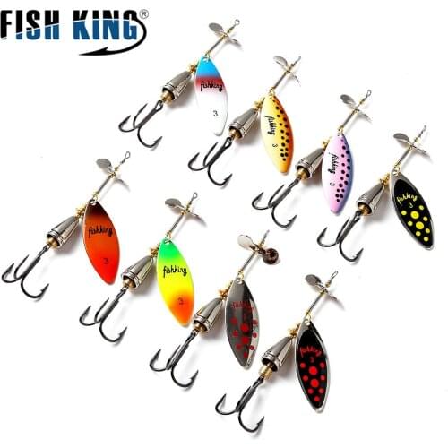 FISHKING 3# Wobbler spinner hook hard Spoon lures Bass Fishing Topwater Long Castinging Jigging metal fishing bait Pesca Tackle