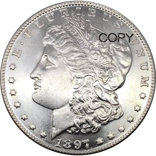 Untied States of America 1897 Morgan One 1 Dollar Cupronickel Silver Plated Replica Copy Coins