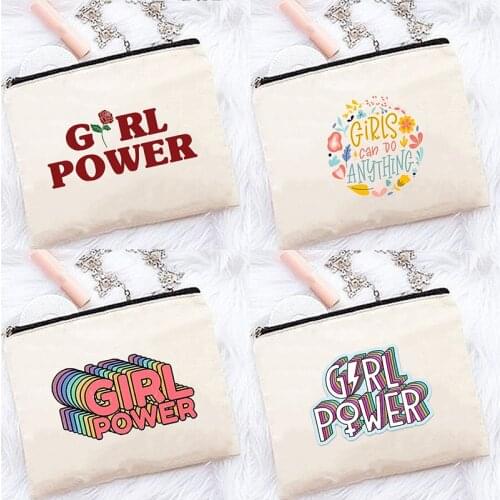 Feminist Girl Power Print Pattern Women Travel Storage Bag Toiletries Organizer Fashion Cosmetic Bag Portable MakeUp Bags Clutch