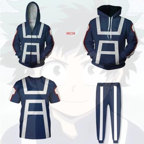 My Hero Academia Midoriya Izuku Cosplay My Hero Academia Hoodies 3D printed zip-up hoodies for men and women sport sweater