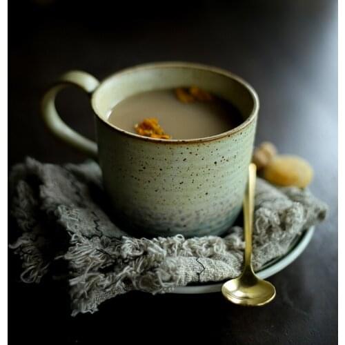 Vintage porcelain mugs Breakfast milk mug handmade unique design mugs cool cups coffee brown green