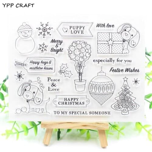 YPP CRAFT Happy Christmas Transparent Clear Silicone Stamp/Seal for DIY scrapbooking/photo album Decorative clear stamp 859