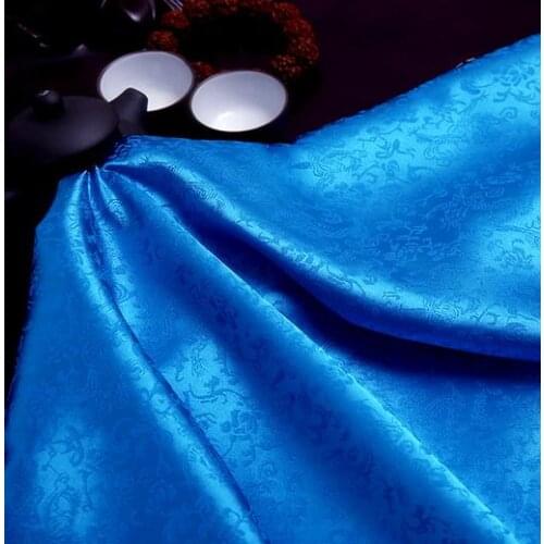 120cm*100cm blue Dragon jacquard silk satin fabric super soft antique clothes sweat steaming clothes COS costume fabrics