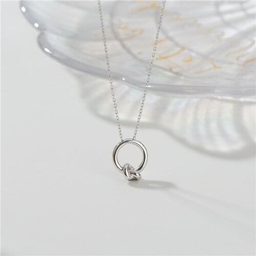 LKE11 Knotted Necklace Women Jewelry 925 Sterling Silver Choker Necklace Sterling Silver Jewelry