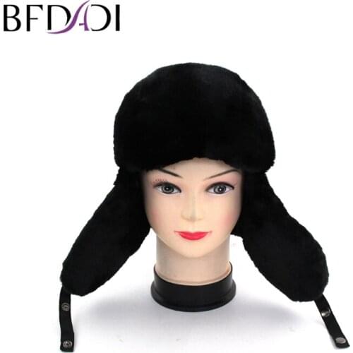 BFDADI Winter Bomber Hats Ushanka Russian Fur Hat Warm Thickened Ear Flaps Cap For Boys 52-56