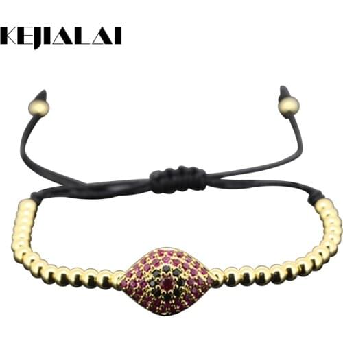 1pcs Brand name pave rhinestones fish eyes connector men macrame bracelet charm 4mm coppers round beads women weaving bracelet