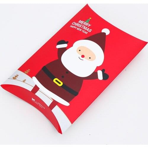10pcs/50pcs Christmas Pillow Gift Boxes for Candy Holiday X'Mas Food Bakery Treat