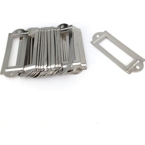 10Pcs Label Card Holder Silver Office File Cabinet Shelves Drawer Name Holder Frames with Screws