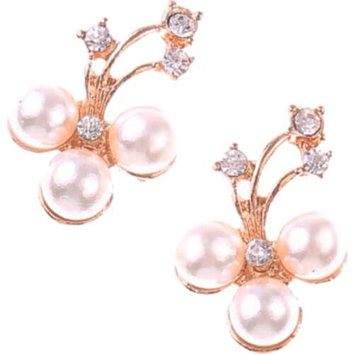 10 Piece Flower Shape Pearl Crystal Wedding Scrapbooking Embellishment Crafts Gold